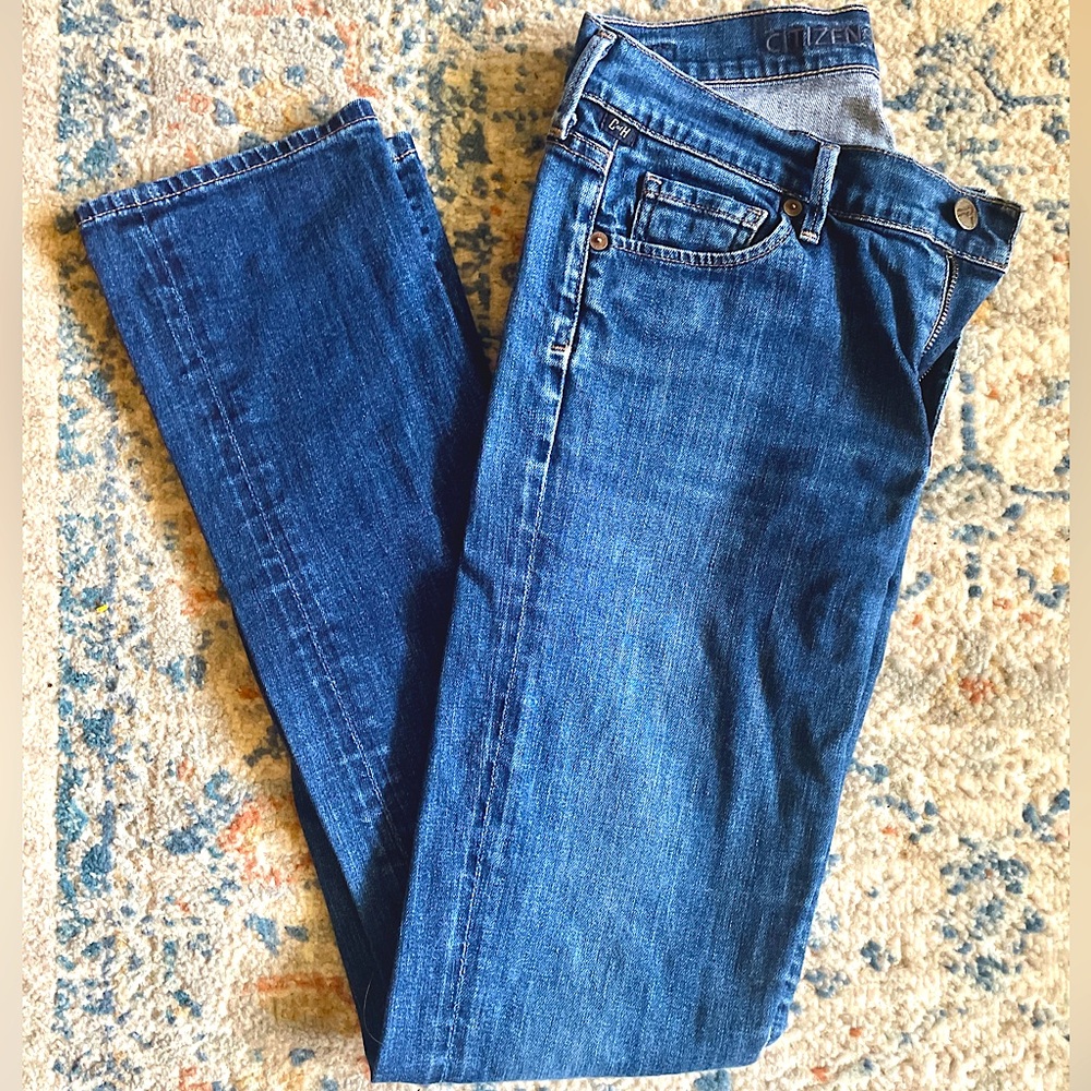 Citizens of Humanity Elson Mid Rise Straight Denim Jeans, Dark Wash, Size 28